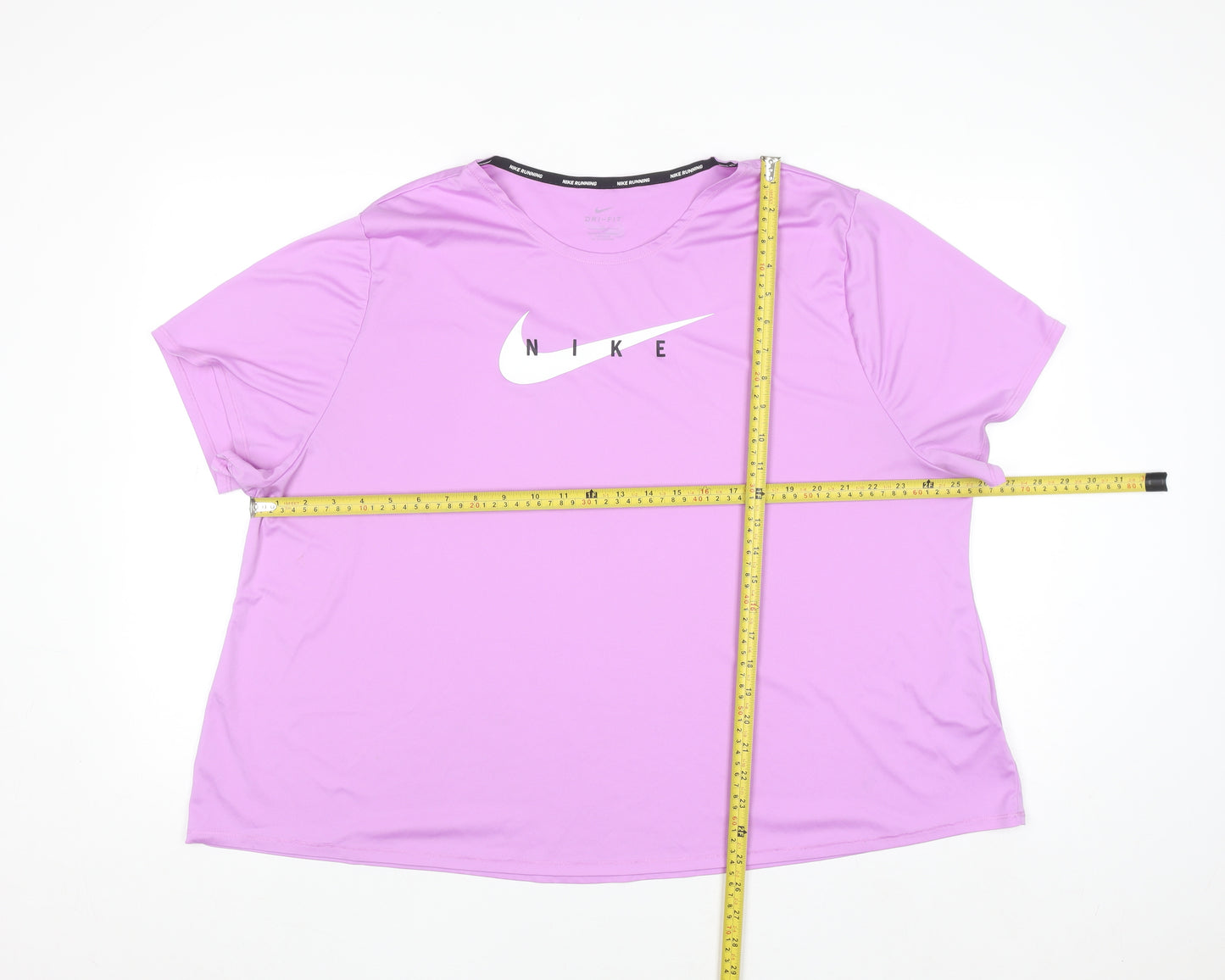 Nike Women Pink Dri-FIT Running T-Shirt 2XL Polyester Short Sleeve
