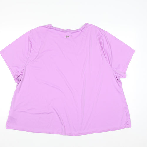 Nike Women Pink Dri-FIT Running T-Shirt 2XL Polyester Short Sleeve