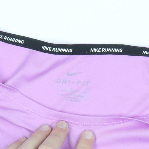Nike Women Pink Dri-FIT Running T-Shirt 2XL Polyester Short Sleeve