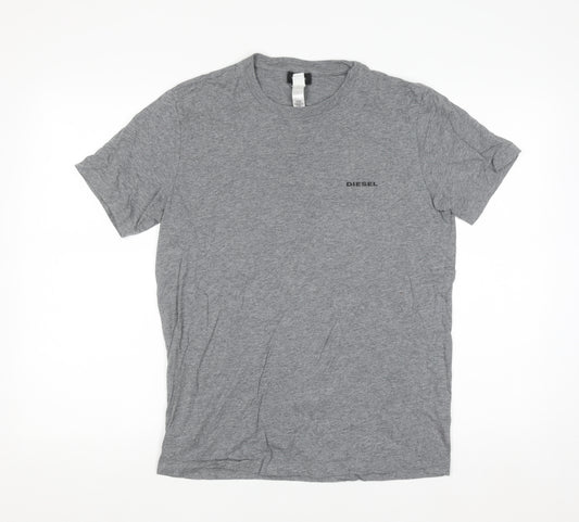 Diesel Men Grey Cotton Crew Neck Short Sleeve T-Shirt Size S
