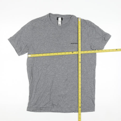Diesel Men Grey Cotton Crew Neck Short Sleeve T-Shirt Size S