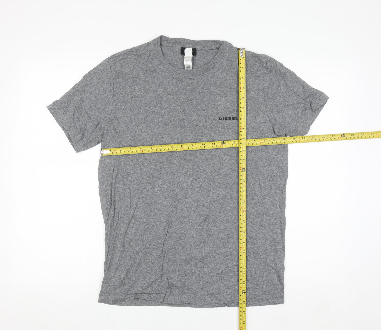 Diesel Men Grey Cotton Crew Neck Short Sleeve T-Shirt Size S