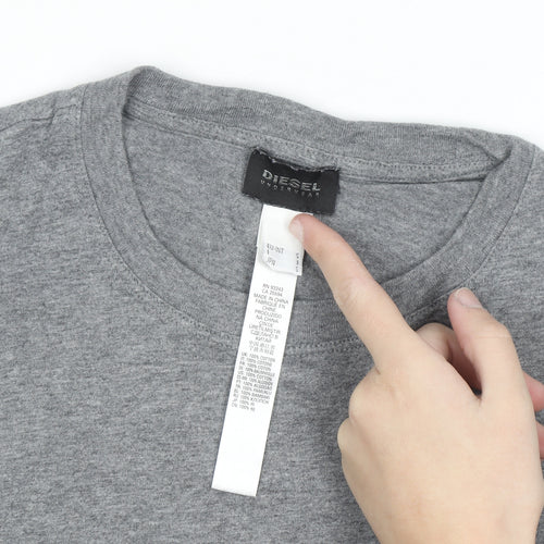 Diesel Men Grey Cotton Crew Neck Short Sleeve T-Shirt Size S
