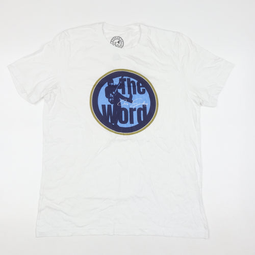 Binkie & Co The Word White Cotton Men's Graphic T-Shirt Size L