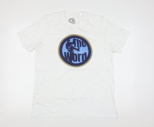 Binkie & Co The Word White Cotton Men's Graphic T-Shirt Size L