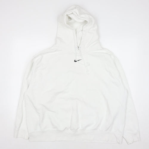 Nike Men's White XL Pullover Hoodie with Black Logo