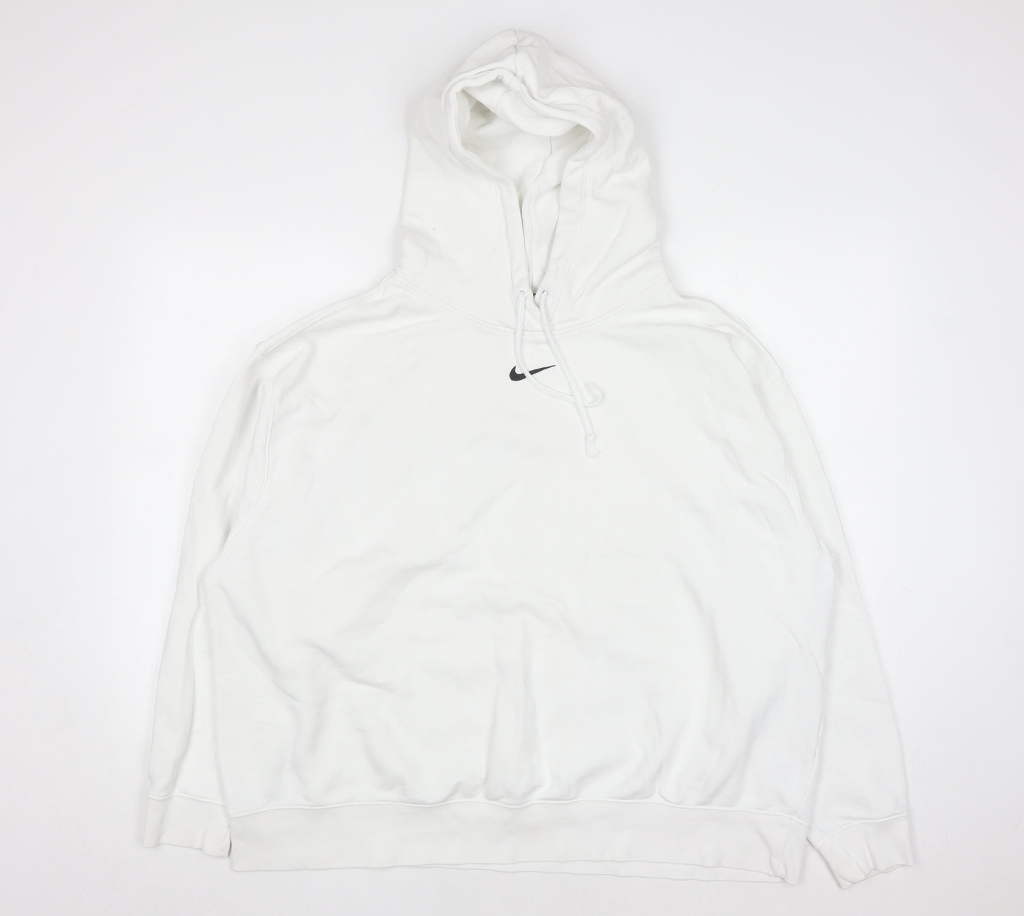 Nike Men's White XL Pullover Hoodie with Black Logo