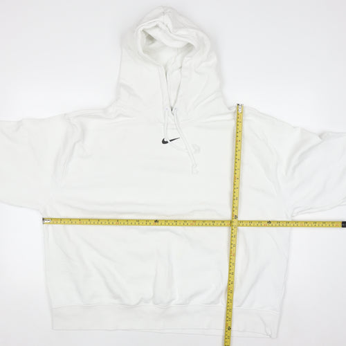 Nike Men's White XL Pullover Hoodie with Black Logo