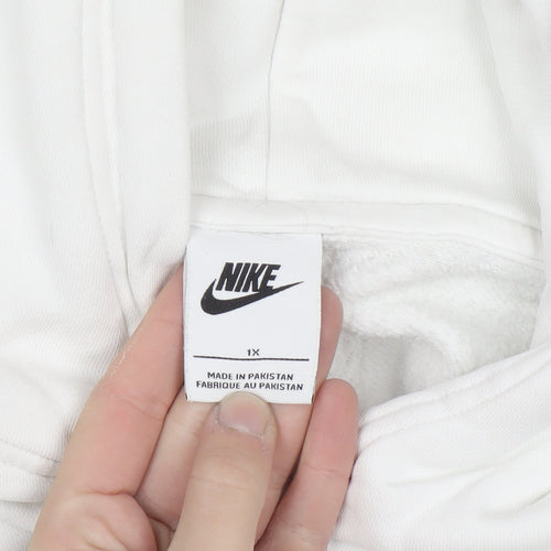 Nike Men's White XL Pullover Hoodie with Black Logo