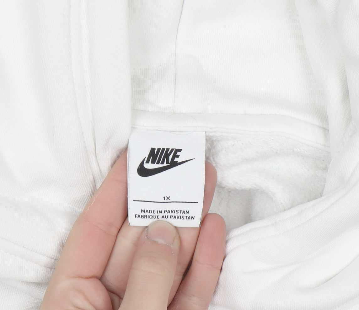 Nike Men's White XL Pullover Hoodie with Black Logo