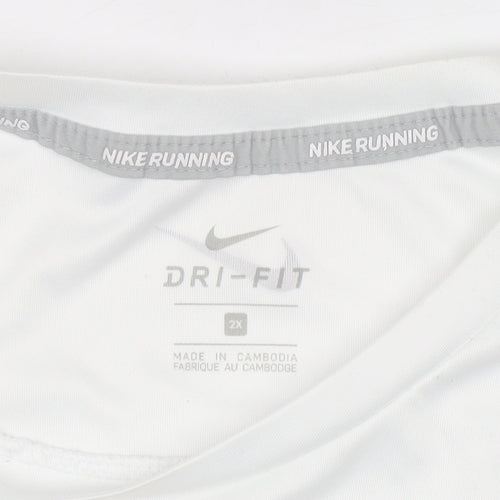 Nike Men's White 2XL Dri-FIT Running Sports T-Shirt