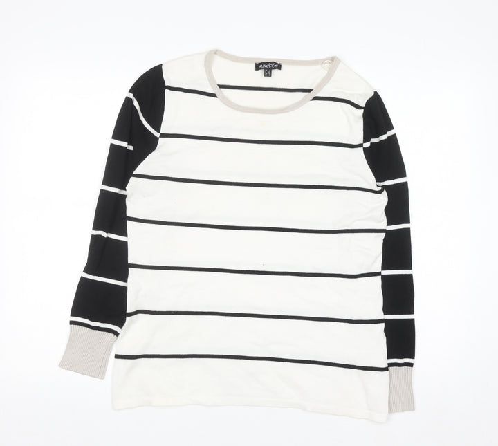 Marble Women’s Black & White Striped Pullover Jumper Size 12