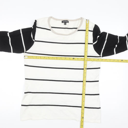 Marble Women’s Black & White Striped Pullover Jumper Size 12