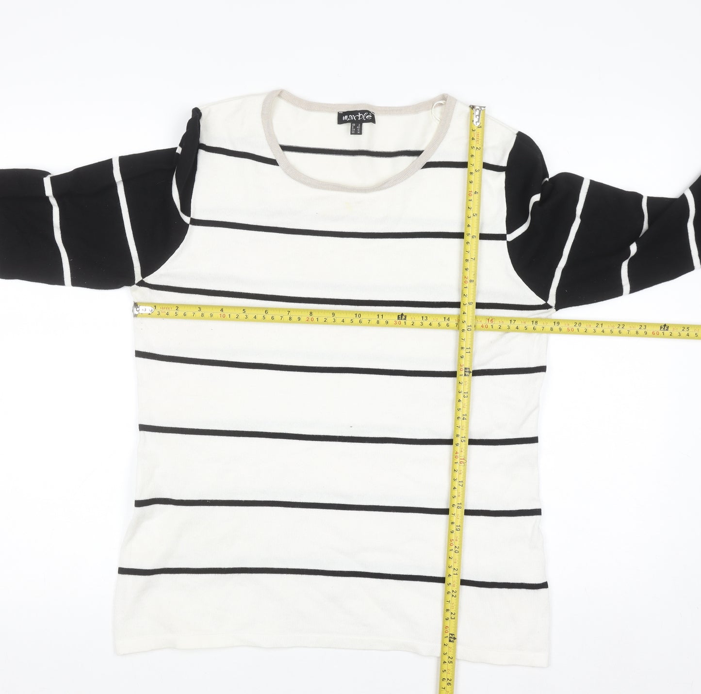 Marble Women’s Black & White Striped Pullover Jumper Size 12