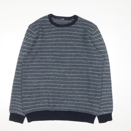 Dunnes Stores Men’s Blue Striped Crew Neck Pullover Jumper 2XL