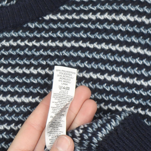 Dunnes Stores Men’s Blue Striped Crew Neck Pullover Jumper 2XL