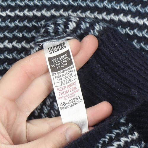 Dunnes Stores Men’s Blue Striped Crew Neck Pullover Jumper 2XL