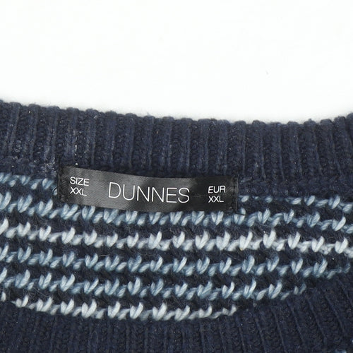 Dunnes Stores Men’s Blue Striped Crew Neck Pullover Jumper 2XL