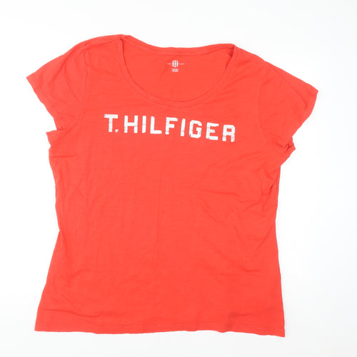 Tommy Hilfiger Women's Red 2XL Short Sleeve Cotton T-Shirt