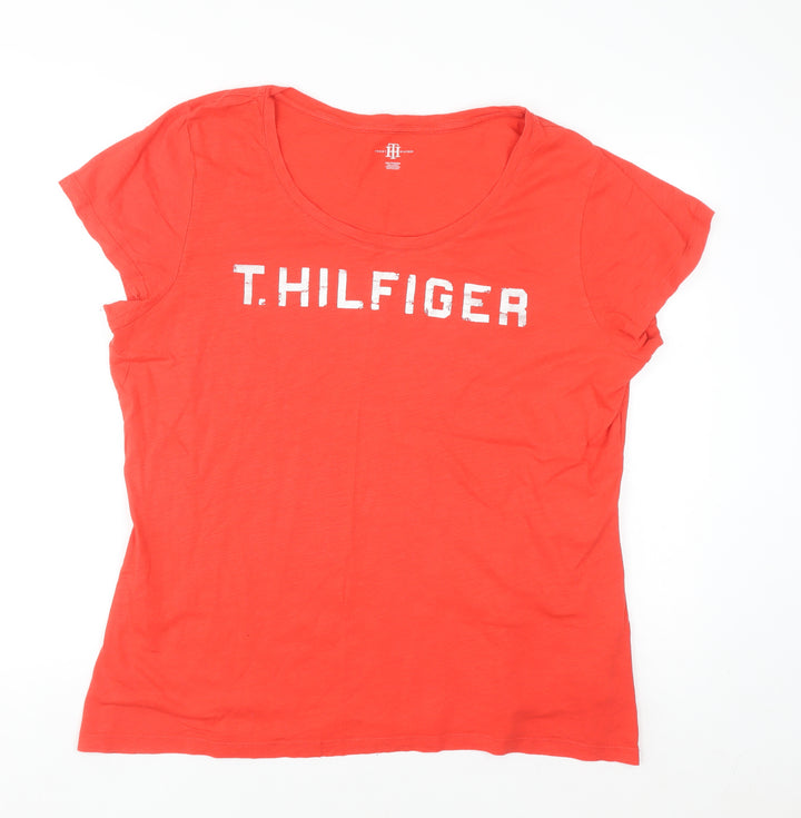Tommy Hilfiger Women's Red 2XL Short Sleeve Cotton T-Shirt