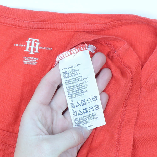 Tommy Hilfiger Women's Red 2XL Short Sleeve Cotton T-Shirt