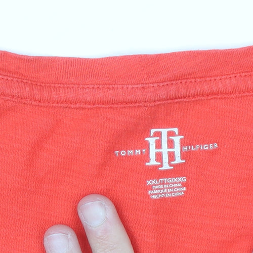 Tommy Hilfiger Women's Red 2XL Short Sleeve Cotton T-Shirt