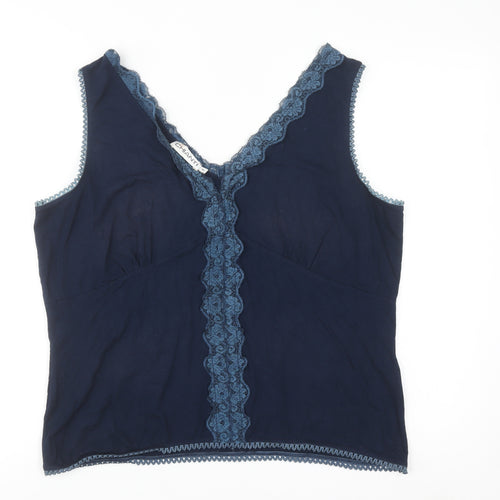 CHIANTI Women’s Blue Lace Trim Viscose Camisole Tank Top XL