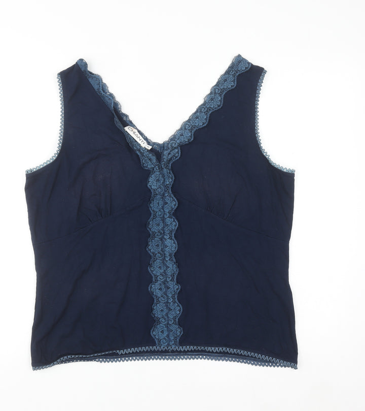 CHIANTI Women’s Blue Lace Trim Viscose Camisole Tank Top XL