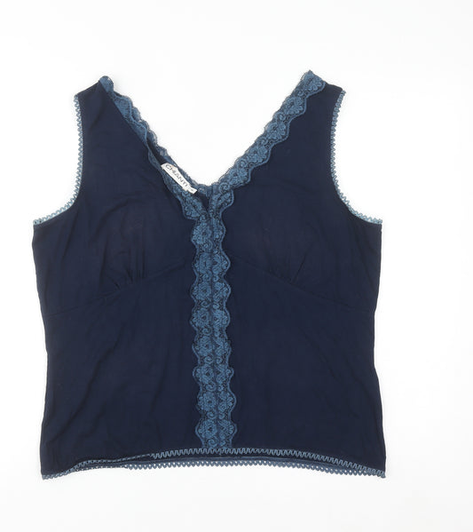 CHIANTI Women’s Blue Lace Trim Viscose Camisole Tank Top XL