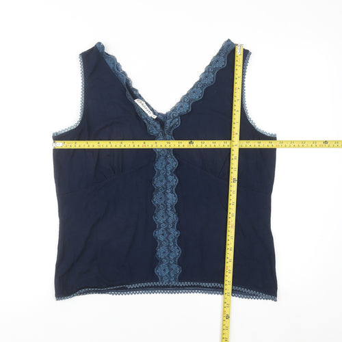 CHIANTI Women’s Blue Lace Trim Viscose Camisole Tank Top XL