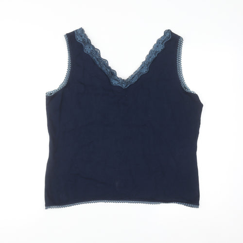 CHIANTI Women’s Blue Lace Trim Viscose Camisole Tank Top XL