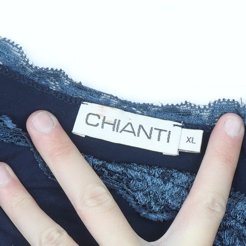 CHIANTI Women’s Blue Lace Trim Viscose Camisole Tank Top XL