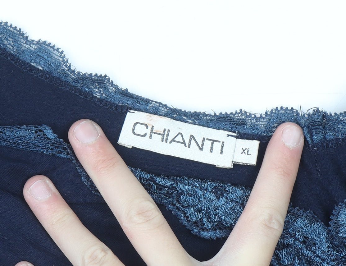 CHIANTI Women’s Blue Lace Trim Viscose Camisole Tank Top XL
