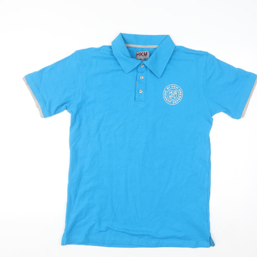 HKM Pro Team Men's Blue Cotton Stretch Polo Shirt M