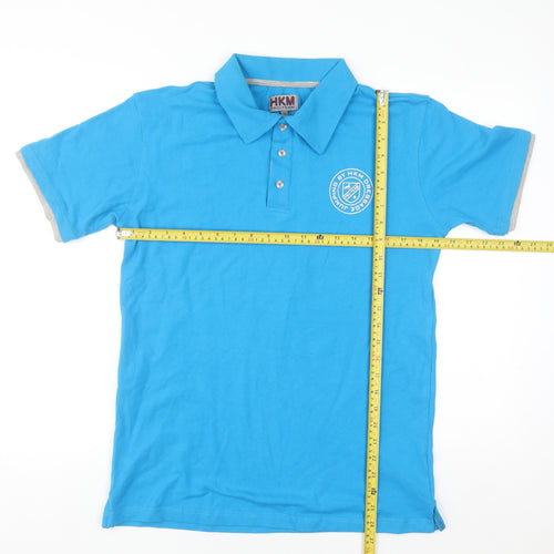 HKM Pro Team Men's Blue Cotton Stretch Polo Shirt M