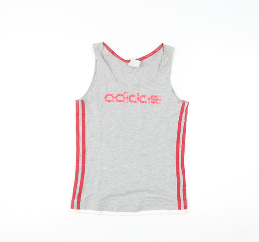 Adidas Women's Grey Tank Top Size 8 Slim Fit Cotton Blend
