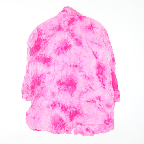 I Saw It First Womens Pink Tie-Dye Long Sleeve Button-Up Shirt Size 10