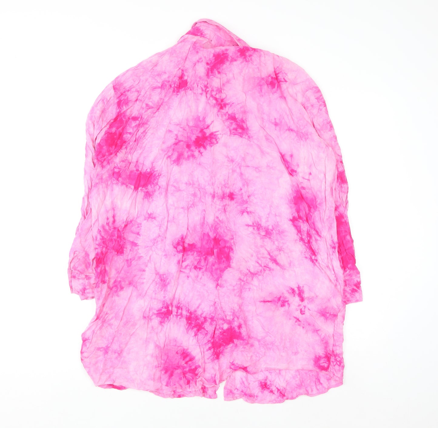 I Saw It First Womens Pink Tie-Dye Long Sleeve Button-Up Shirt Size 10