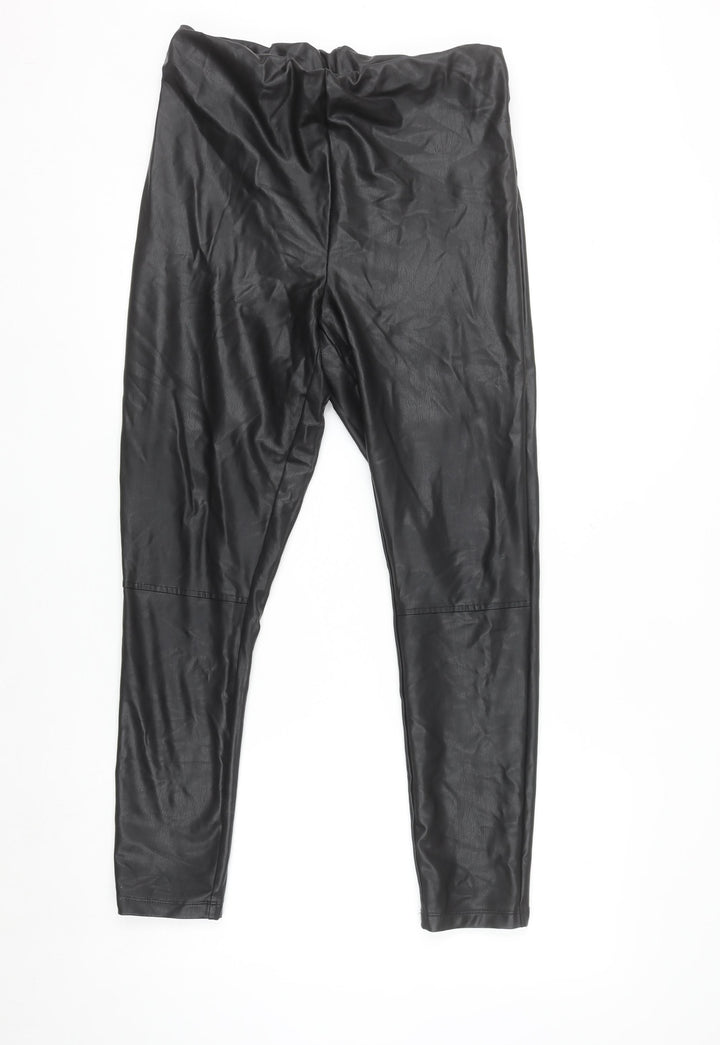 Dunnes Women Black Size 12 Faux Leather Ankle Leggings