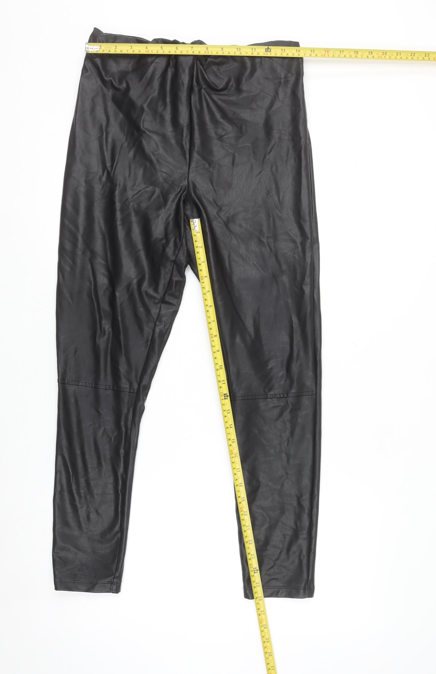 Dunnes Women Black Size 12 Faux Leather Ankle Leggings
