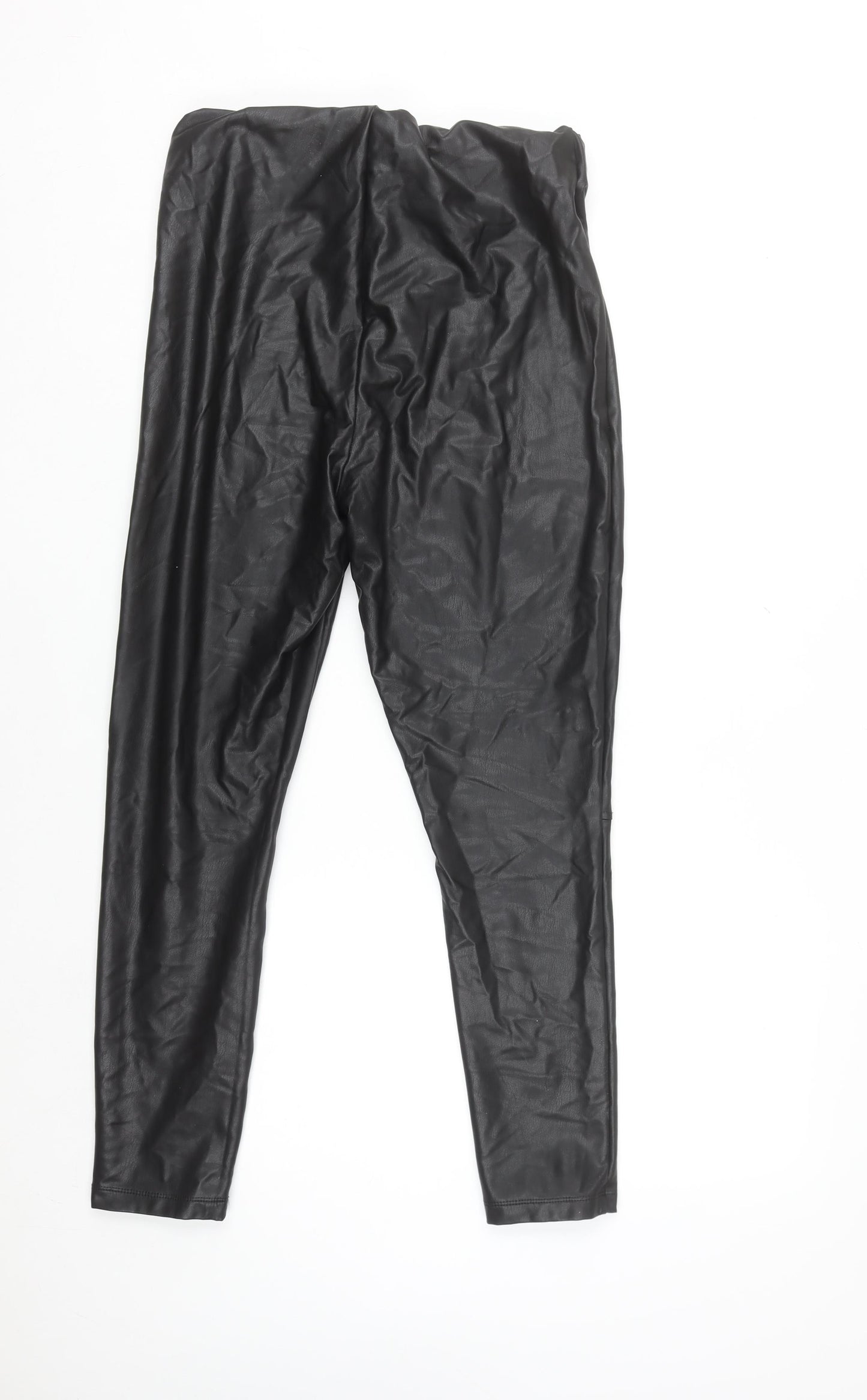 Dunnes Women Black Size 12 Faux Leather Ankle Leggings