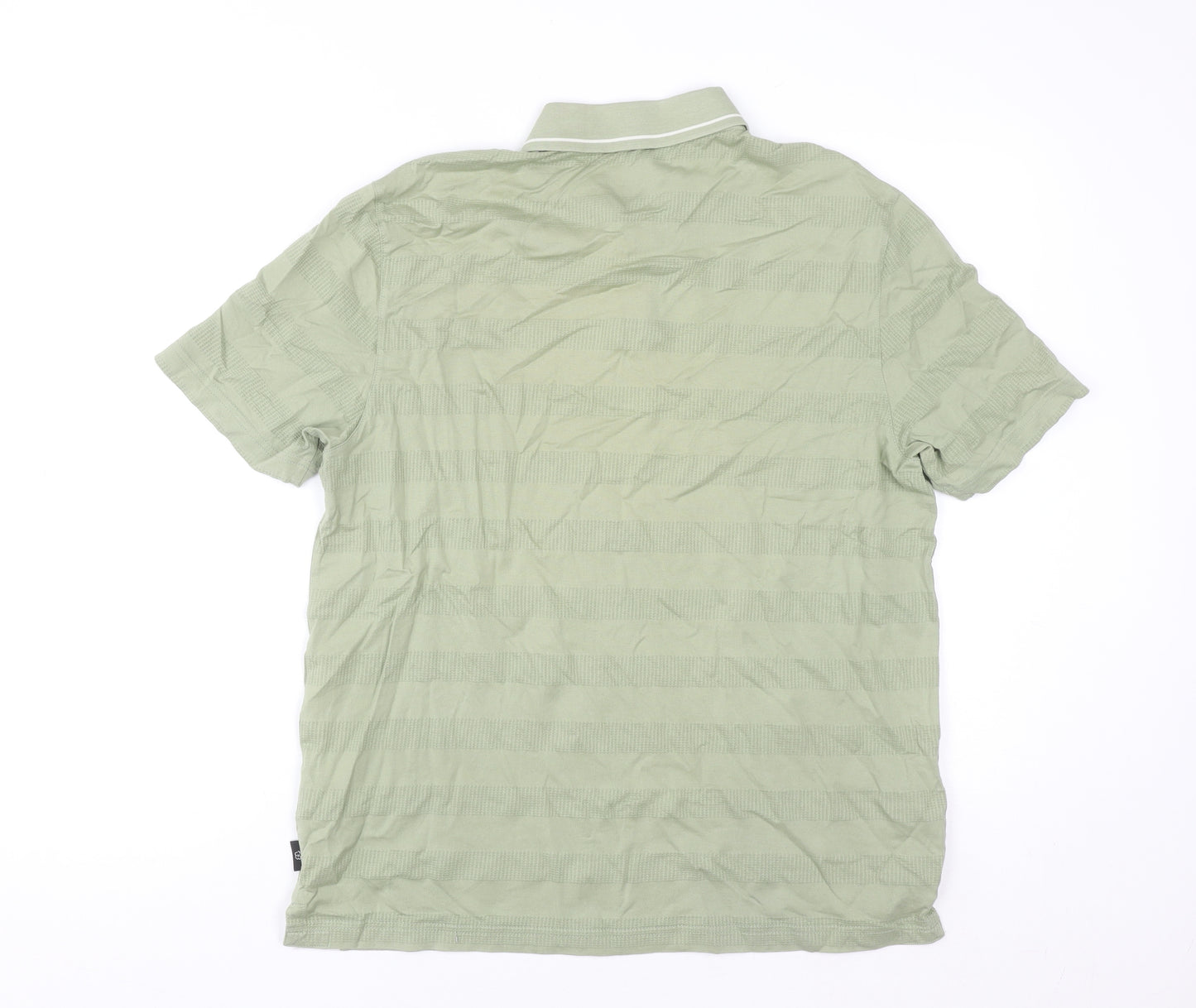Ted Baker Men's Green Striped Short Sleeve Polo Shirt Size M