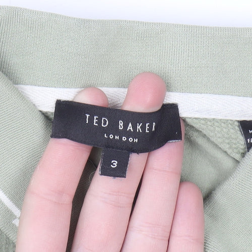 Ted Baker Men's Green Striped Short Sleeve Polo Shirt Size M