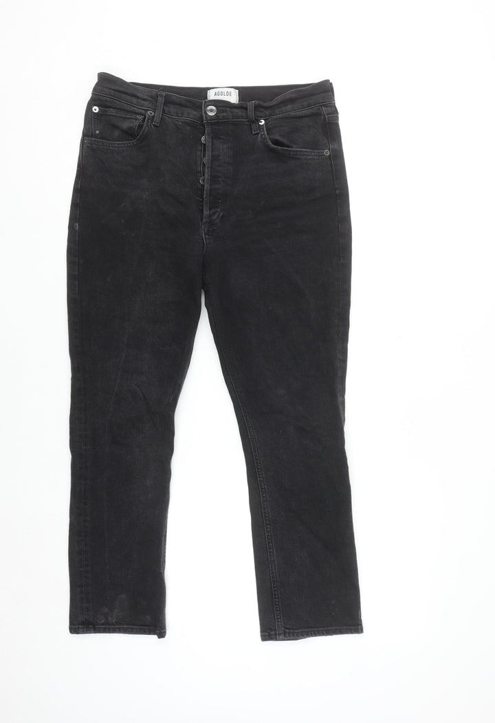AGOLDE Women’s Black Riley High Rise Straight Jeans Size 29