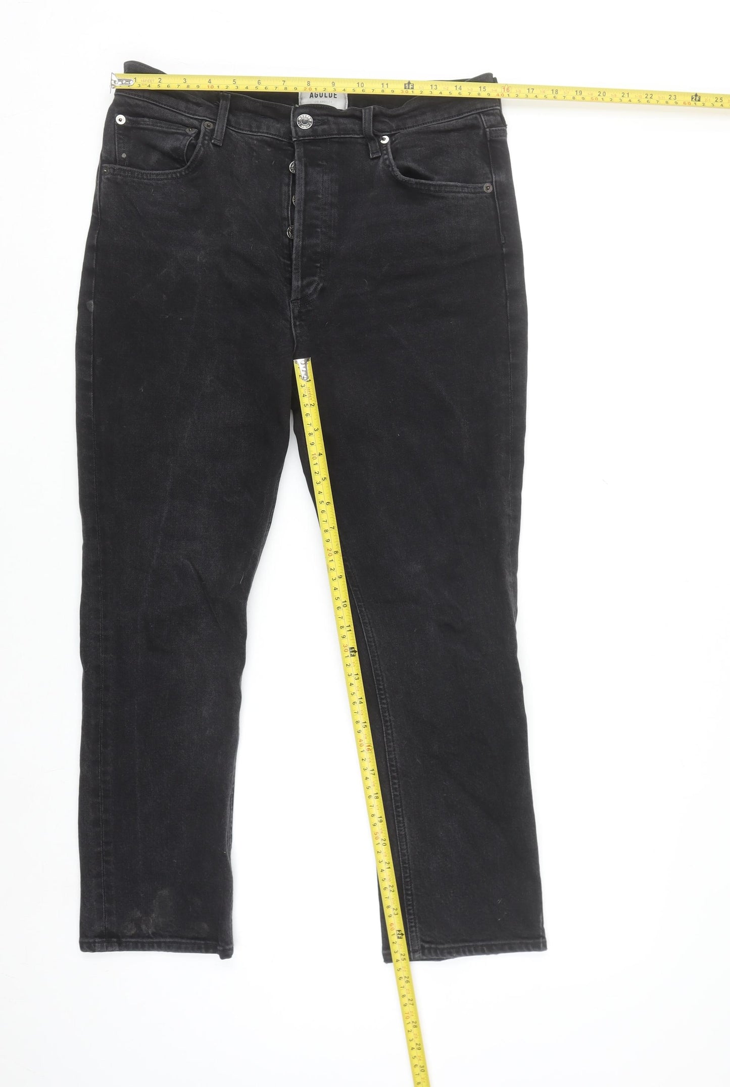 AGOLDE Women’s Black Riley High Rise Straight Jeans Size 29