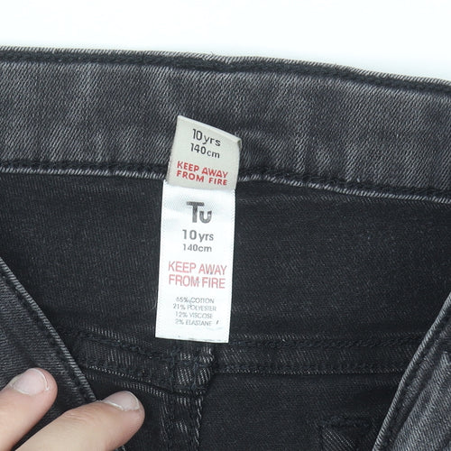 Tu Girls Grey Skinny Jeans 10 Years Cotton Blend Stretch Denim