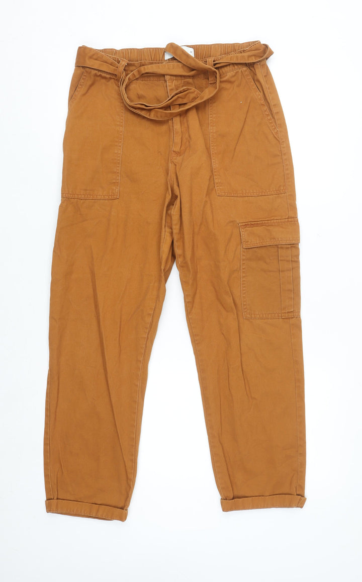 JDY Women’s Brown Cargo Trousers Size 8 Cotton Twill Belted