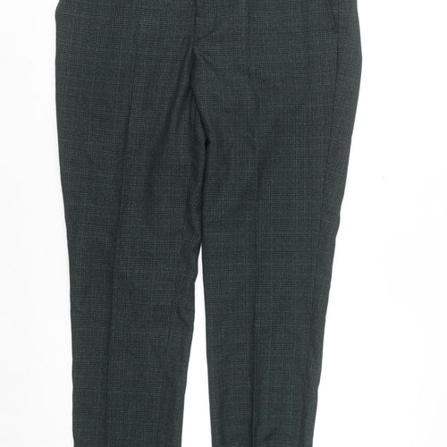 Cavani Mens Green Check Formal Dress Pants 36R Regular Fit Trousers