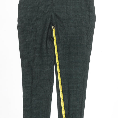 Cavani Mens Green Check Formal Dress Pants 36R Regular Fit Trousers