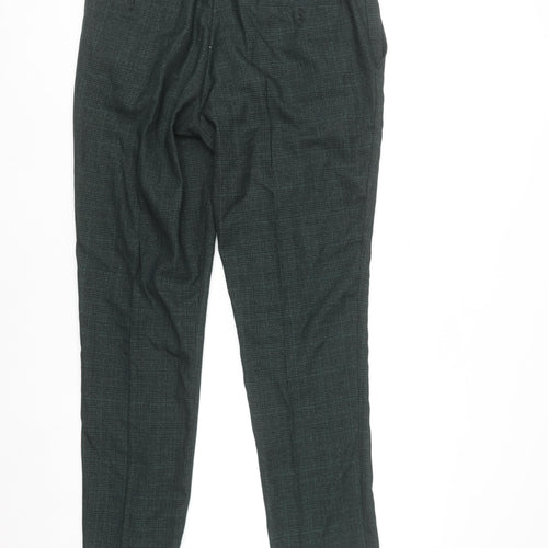 Cavani Mens Green Check Formal Dress Pants 36R Regular Fit Trousers